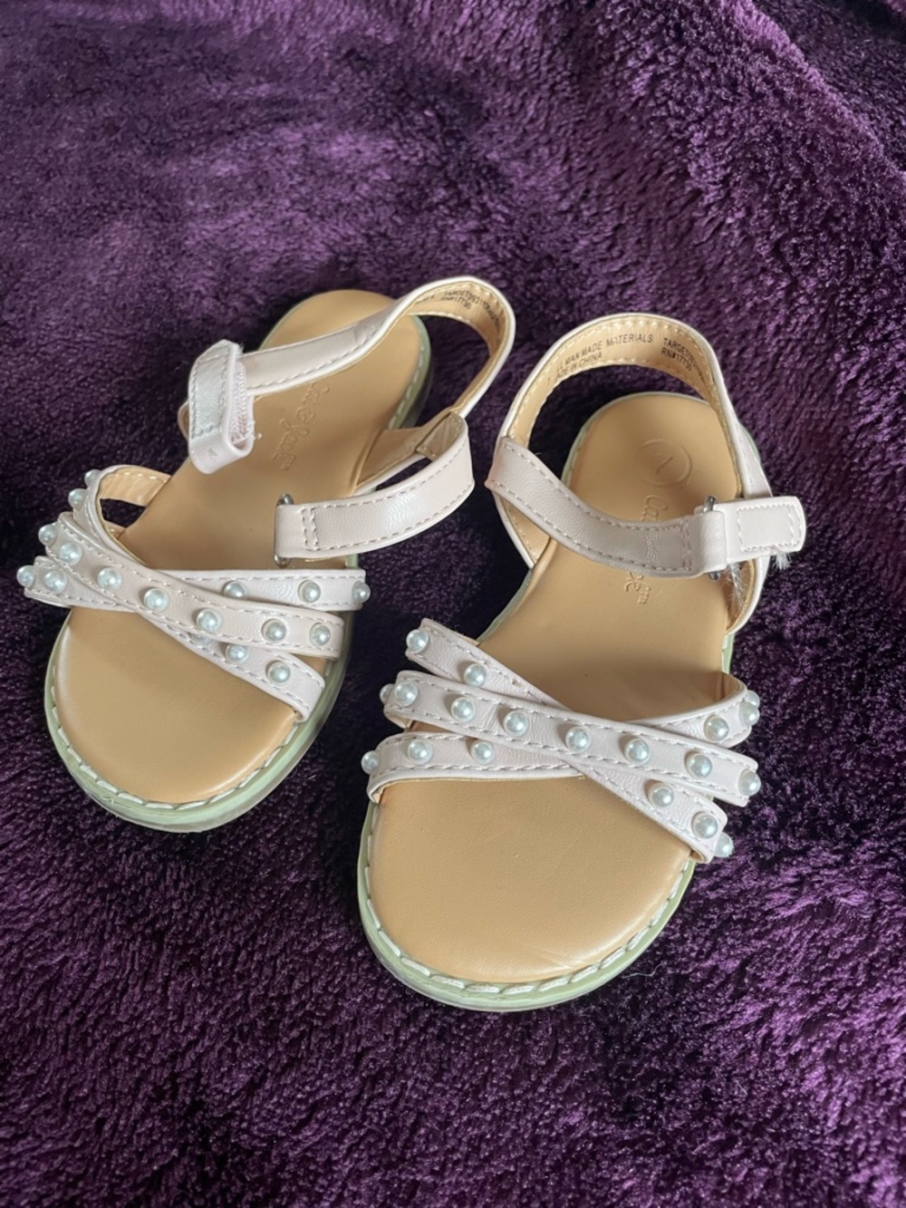 Cat & Jack White Pearl-Strap Kids Sandals